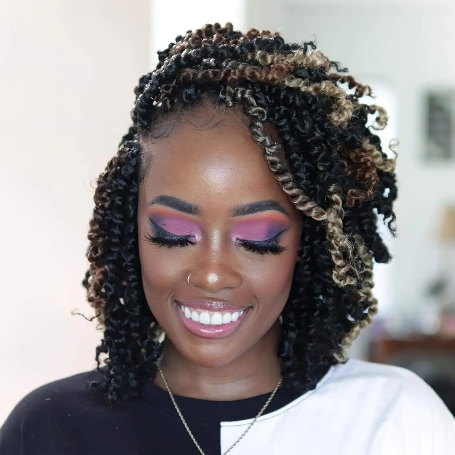( US ONLY) FAST SHIPPING NB | Toyotress® Tiana Passion Twist Hair - Pre-twisted Crochet Braids Natural Black, Pre-looped Synthetic Braiding Hair Extensions Toyotress